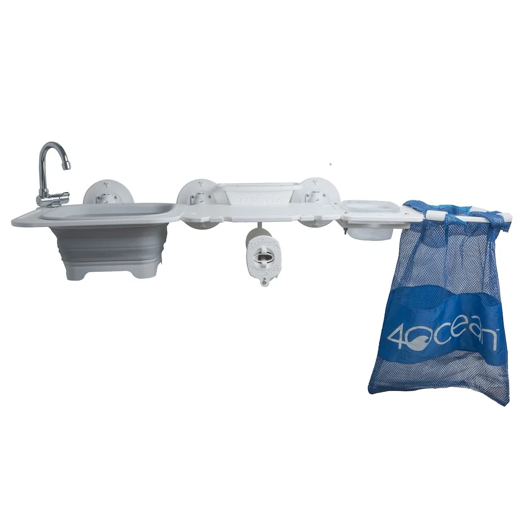 SM9101W – SEASUCKER Camp Kitchen, Portable Suction Cup Mount To Outside Of RV/ Camper Van Sink Basin Only 2.46 Gallon...
